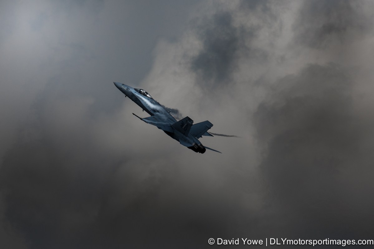 Climbing into the light with an F/A-18 Hornet